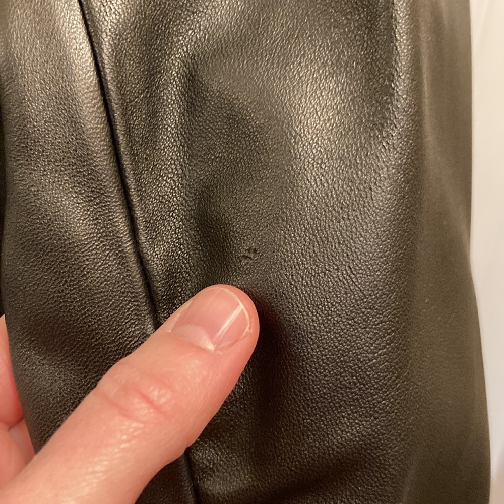 Guess genuine leather coat ruching on front and large knit collar size M GUC - Picture 3 of 13